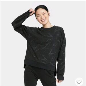 NWT All in Motion French Terry Black Marble Long Sleeve Sweatshirt Sz XS